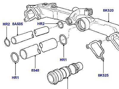 302ABGG ВОДЯНОЙ КОЛЛЕКТОР И ШЛАНГИ 4.4 БЕНЗИН V8 DOHC  Range Rover (L322)