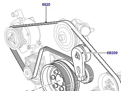 304ADJI ШКИВЫ И ПРИВОДНЫЕ РЕМНИ 5.0L OHC SGDI SC V8 БЕНЗИН  Range Rover Sport (L320)