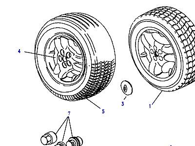 A01115 WHEELS, TYRES & LOCKING WHEELNUTS  Range Rover (P38)