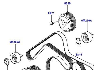 304ADH9 ШКИВЫ И ПРИВОДНЫЕ РЕМНИ 3.6 V8 32V DOHC EFI ДИЗЕЛЬ  Range Rover Sport (L320)