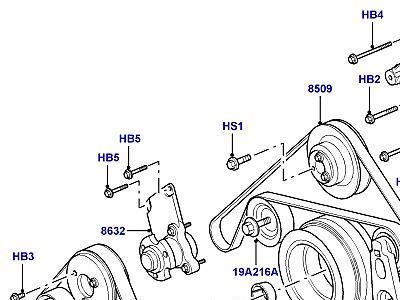 304ADIF ШКИВЫ И ПРИВОДНЫЕ РЕМНИ 4.4 AJ БЕНЗИН V8  Range Rover Sport (L320)