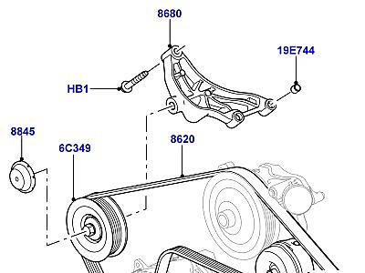 304ADIH ШКИВЫ И ПРИВОДНЫЕ РЕМНИ 5.0L OHC SGDI NA V8 БЕНЗИН, ПЕРВИЧНЫЙ ПРИВОД  Range Rover Sport (L320)