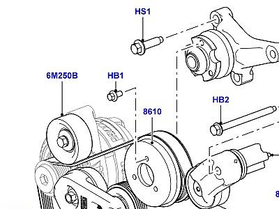 304ADJ6 ШКИВЫ И ПРИВОДНЫЕ РЕМНИ 3.0 ДИЗЕЛЬ 24V DOHC TC ПЕРЕДНИЙ  Range Rover Sport (L320)