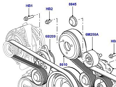 304ADJA ШКИВЫ И ПРИВОДНЫЕ РЕМНИ 3.6 V8 32V DOHC EFI ДИЗЕЛЬ  Range Rover Sport (L320)