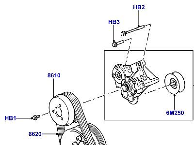 304ADKH ШКИВЫ И ПРИВОДНЫЕ РЕМНИ 5.0L OHC SGDI NA V8 БЕНЗИН, ВТОРИЧНЫЙ ПРИВОД  Range Rover Sport (L320)