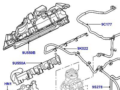 303ACGE ТОПЛИВНЫЕ ФОРСУНКИ И ТРУБОПРОВОДЫ 4.4L DOHC ДИЗЕЛЬ V8 DITC  Range Rover Sport (L494)